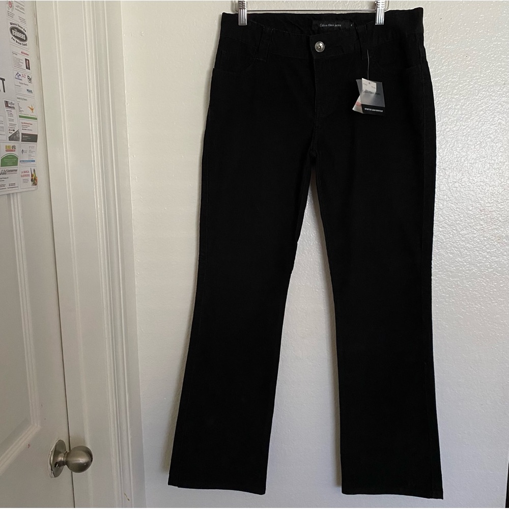 New Calvin Klein black stretch bootcut corduroy jeans